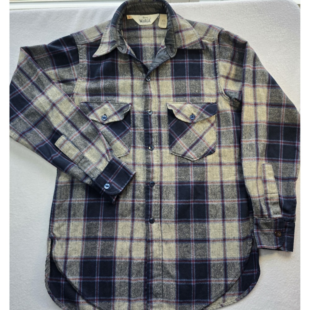 Woolrich Vintage 70s Plaid Wool Shirt Jacket Made in USA Men's Medium 85/15 - Picture 2 of 11